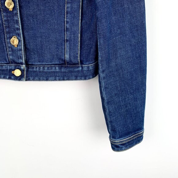 Louis Vuitton Womens Dark Blue Denim Jacket W/ Gold Button & LV Badge - Picture 6 of 8